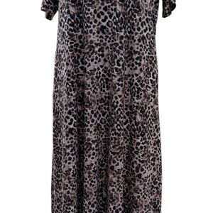 Attitudes by Renee Long Sleeve Animal Print Dress - Black and Brown
